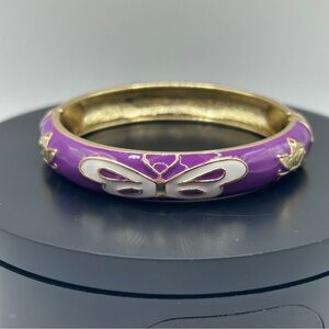 Whimsical Purple and Gold Butterfly Hinged Bangle